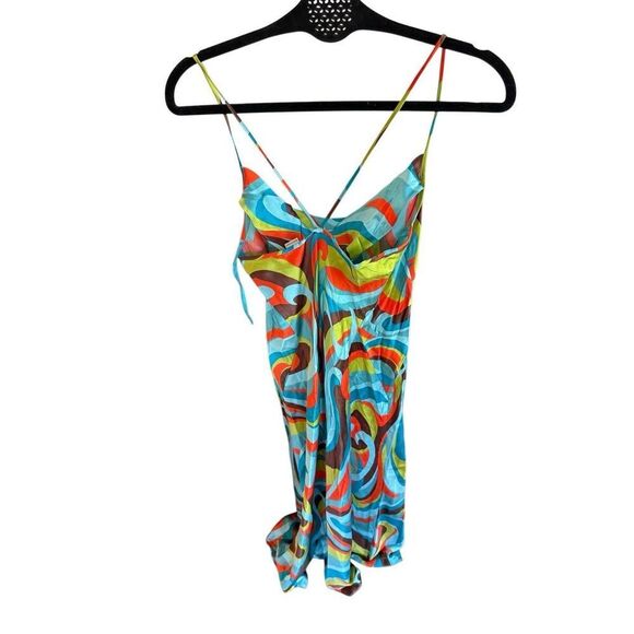 Vtg Hugo Buscati Womens Multicolor Spaghetti Strap Silk Blend Slip Dress Size 4 - Picture 14 of 15
